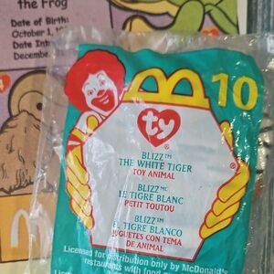 Ty Blizz the White Tiger Toy in McDonald's Packaging